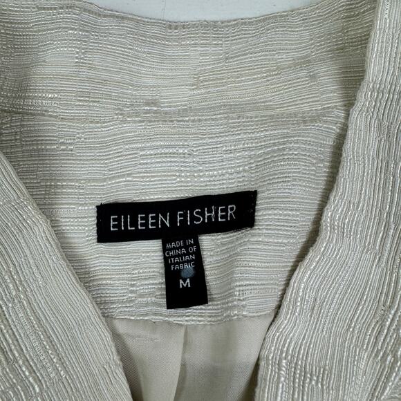 Eileen Fisher Sophisticated Textured Open Front Long Line Blazer Women's Size M - Picture 4 of 6